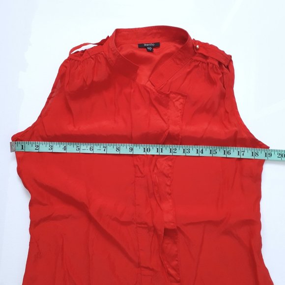 Teenflo Vermillion 100% Silk SleevelessTop - Picture 4 of 6